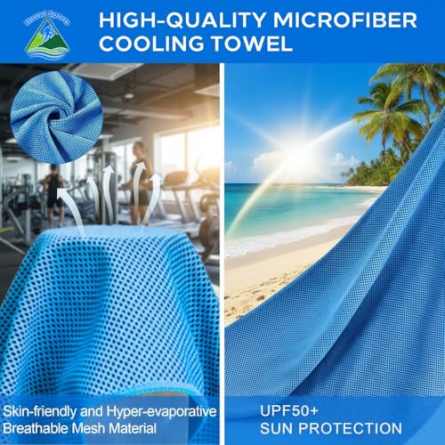 Cooling Towel 4 Pack, 40"x12" Ice Towel for Instant Relief, Microfiber Chilly Towel for Sports, Gym, Running, Yoga, Golf, Camping, Fitness (Mix A)