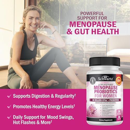 Menopause Supplements for Women - 40B CFU Menopause Probiotics for Women | Support for Hot Flashes Night Sweats Mood Swings and Balance - Non-GMO, 60 Easy-Swallow Capsules, 30 Servings