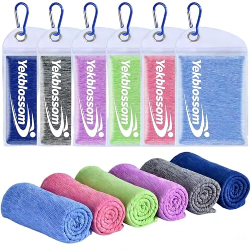 6 Pack Cooling Towel, Ice Towel for Neck, Hyper-Evaporative Cooling Towels for Yoga Sports Gym Running Workout Camping Outdoor Activities（6-Color Combination）