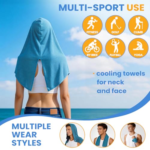 3 Pack Cooling Hoodie Towels for Neck and Face, Ice Towels for Hot Weather | UPF 50 Sun Protection & Instant Cooling, Soft Breathable Towel for Sport, Work Out, Gym, Camping & More Activities