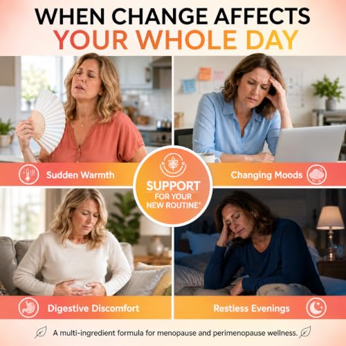 Menopause Supplements for Women 90 Capsules – Hot Flash, Night Sweats, Mood & Sleep Support – Female Hormone Balance Capsules Containing Black Cohosh, Red Clover, DIM, Probiotics & Ashwagandha