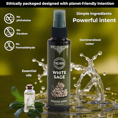 White Sage Spray for Spiritual Cleansing Negative Energy and Protection - Smudge Spray Made with Natural Non Toxic Sage Essential Oil - Salvia Blanca para Limpiar