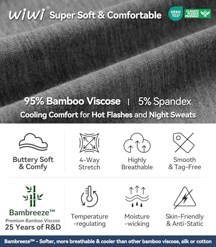 WiWi Bamboo Viscose Womens Pajamas Cooling Sleepwear for Hot Flashes S-4X