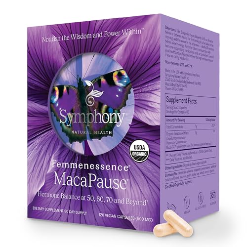Femmenessence MacaPause – Clinically Proven Post Menopause Supplement for Women, Supports Natural Hormone Balance – Estrogen, Mood & Hot Flashes Relief. 120 Organic Vegan Capsules (30 Day Supply)