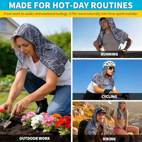 CAMBIVO Cooling Hoodie Towel for Men and Women, Lightweight Breathable Sun Protection Cover for Head, Neck, Ears, Face, Cooling Clothing for Extreme Heat, Sports Outdoors, Travel