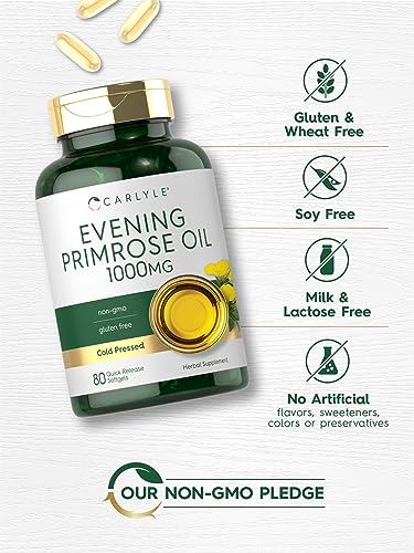 Carlyle Evening Primrose Oil Supplement 1000mg | 80 Softgel Capsules