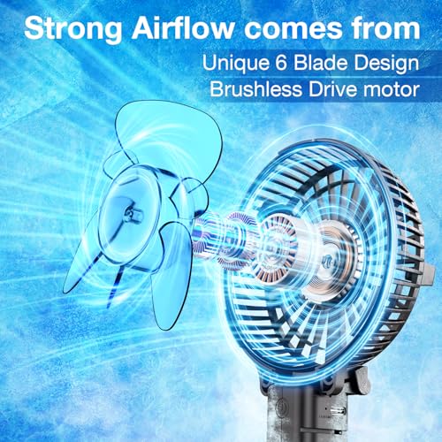 VersionTECH. Portable Handheld Fan, Powerful+Durable+180° Foldable, Mini Hand Fans with USB Rechargeable Battery Operated Cooling Accessories for Personal Use, Travel, Office Black
