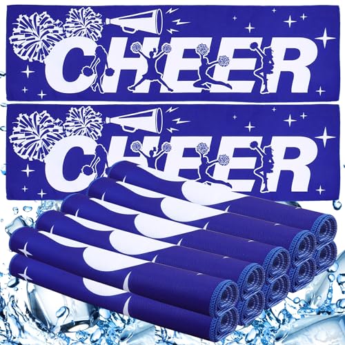 18 Pack Cheerleader Cooling Towels Cheer Gifts Bulk Blue Cheerleading Cooling Towels Cheers Sports Gifts Cheer Stuff 40"x12" Breathable Microfiber Quick Dry Cooling Towel for Cheer Team Travel Camping