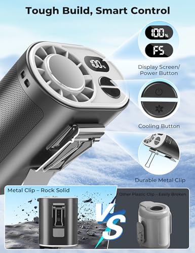 Portable Waist Fan with Ice Cooling, Instant Chill to 50℉, Mother Father Day Gifts for Mom Dad, Belt Clip Fan for Blue Collar Travel Camping Essentials, 12000RPM Cool Gadgets for Men Women 2026