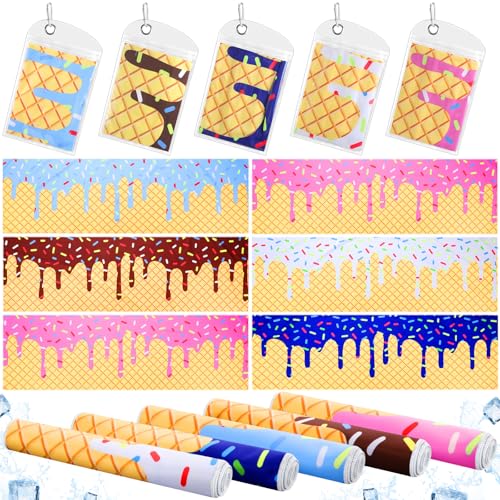 10 Set Baseball Cream Drip Cooling Towels with Bags 40"x12" Ice Cooling Towels Microfiber Sweat Sport Rags Absorbent Chilly Washcloth for Hot Weather Workout Yoga Gym Coach Sport Party Favors