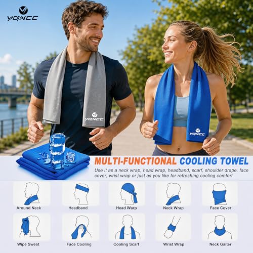 YQXCC 4 Pack Cooling Towels, 40"x12", Ice Cool Towels for Neck & Face | Soft Breathable Microfiber, Instant Cooling Neck Wraps for Yoga, Golf, Gym, Running, Hiking, Camping & Hot Weather Activities