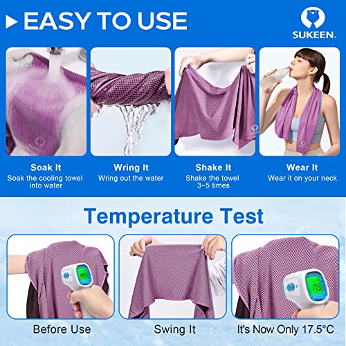 Sukeen 4 Pack Cooling Towels for Hot Weather 40"x12", Gym Towels for Men and Women, Soft Breathable Workout Towels for Yoga, Running, Sport, & More
