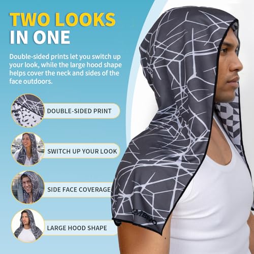 CAMBIVO Cooling Hoodie Towel for Men and Women, Lightweight Breathable Sun Protection Cover for Head, Neck, Ears, Face, Cooling Clothing for Extreme Heat, Sports Outdoors, Travel