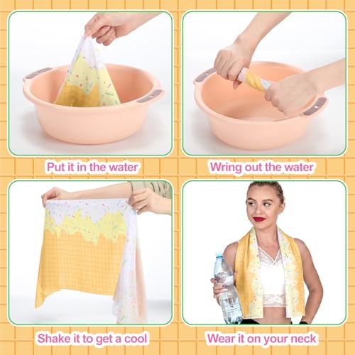 Peryiter 20 Pcs Ice Cream Drip Baseball Cooling Towel 40 x 12 Inch Breathable Ice Towel with Storage Bag Quick Dry Baseball Team Gift Fitness Camping Gym Running Sports Party Favors Coach Gift