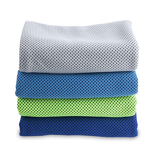 Cooling Towels 4 Pack, 40x12 Inch Cooling Towel for Neck & Face, Sports | Cooling Neck Towel: Ideal for hiking, gardening, road trips, sports events, dog walks and hot weather activities.
