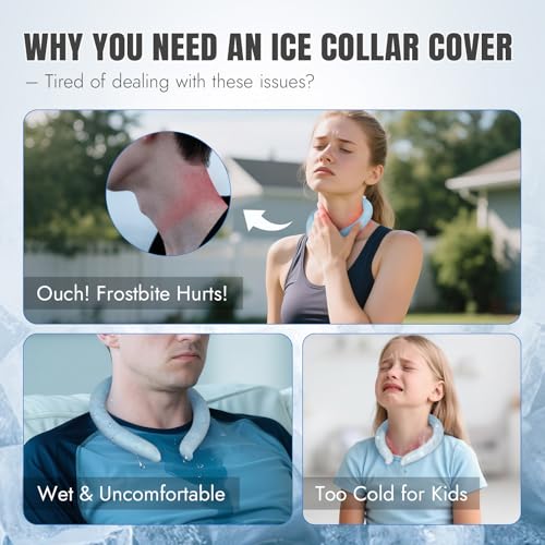 2PCS Neck Cooling Tube with Cover - Reusable Neck Ice Ring, Blue | Cooling Wrap for Hot Weather, Gentle Cooling Relief, No More Condensation or Frostbite, for Indoor & Outdoor