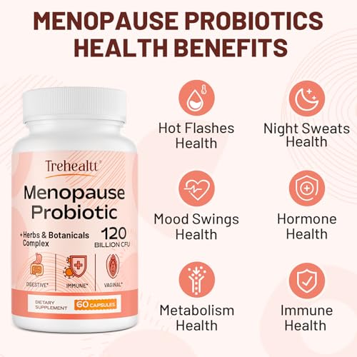 Menopause Supplements for Women - Hot Flashes Menopause Relief, 60 Capsules | 13-in-1 Menopause Probiotic with Herbs & Botanicals Complex, for Hormone Menopause, Night Sweats, Mood Swings, Vegan