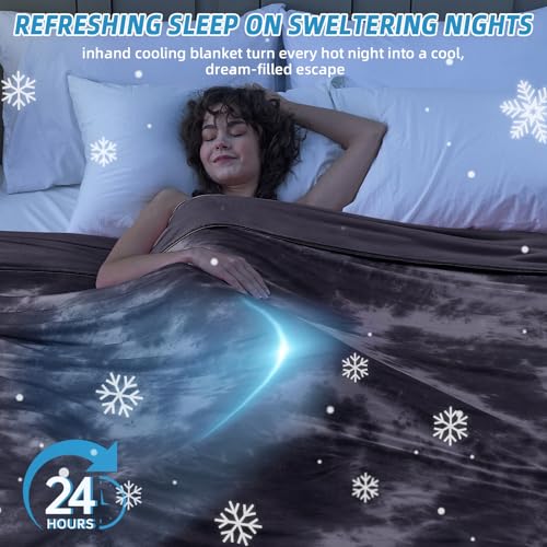 inhand Cooling Blanket Queen Size for Hot Sleepers (90"x90", Black) | Absorbs Heat to Keep Adults Cool For Summer Nights Sweats, Thin Cold Lightweight Blanket for Couch Bed