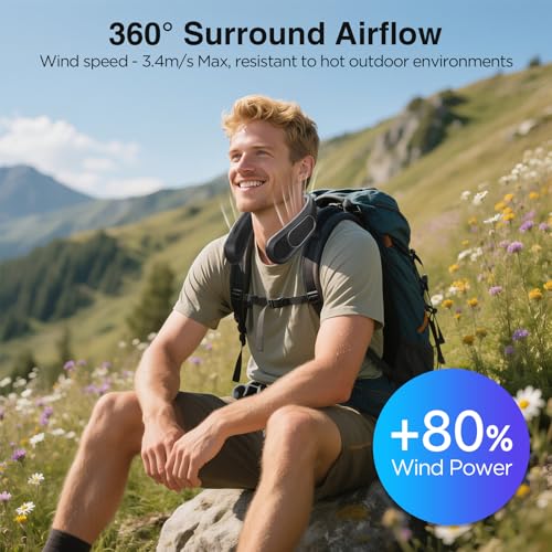 Hotsales Neck Fan, Bladeless Fan That Blows Cold Air, Portable Rechargeable | 6000 mAh Battery, 3 Speeds, Hands Free Wearable Personal Cooling Fan for Men and Women, Travel, Outdoor, USB Rechargeable