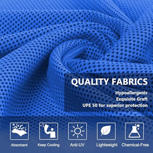 Amgico 6 Pack Cooling Towel 40"X12", Cooling Towels for Neck and Face, Quick Dry Soft Breathable Reusable Microfiber Towels for Hot Weather, Camping, Hiking, Beach, Workout, Running & More Activities
