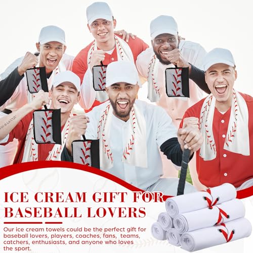 Moukeren 12 Pcs Cooling Towel with Mesh Storage Bag and D Ring Hook, 40" x 12" Soft Breathable Chilly Microfiber Sport Towels for Yoga Running Gym Workout Sport Party Favors Team Gift (Baseball)