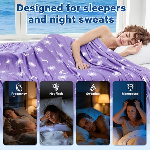 inhand Cooling Blanket Queen Size (90"x90") - Double Sided Cooling Blankets for Hot Sleepers, Lightweight Summer Blanket for Sofa Bed Couch, Travel, House Warming Gifts New Home Lavender Purple