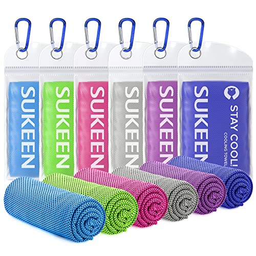 Sukeen Cooling Towels 6 Pack (40"x12"), Cooling Towels for Neck and Face, Quick Dry Sport Camping Cooling Towel, Cold Towel for Hot Weather