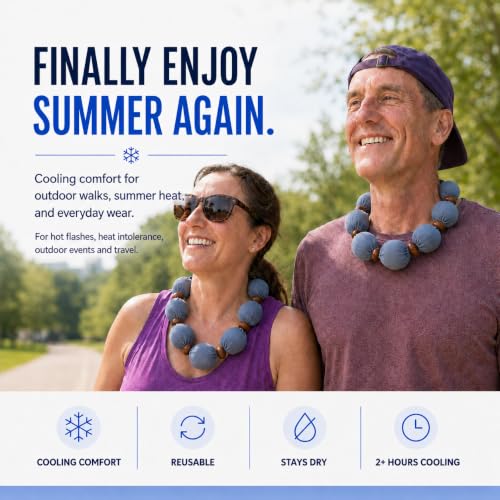 Nano-Ice Cooling Necklace | 2 Hours of Cooling Comfort for Hot Flashes, Menopause & Heat Intolerance | Mist Grey