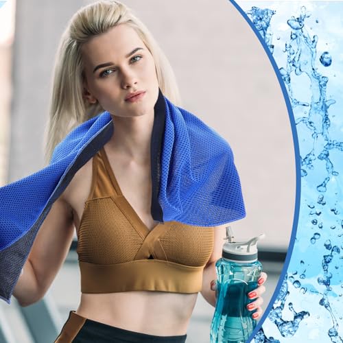Peryiter 20 Pack Cooling Towels Bulk for Neck and Face Cooling Towel for Hot Weather Quick Dry Sweat Towel Soft Breath Portable with 20 Storage Bags for Gym Yoga Athletes Sports Fitness