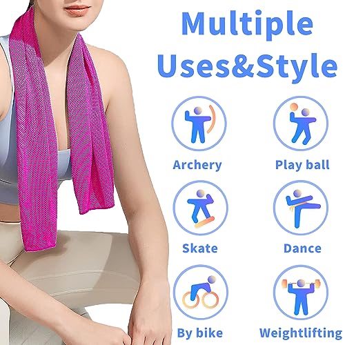 CADONO 4 Pack Cooling Towel (40"x12"), Soft Breathable Chilly Towel, Ice Towel, Microfiber Towel for Yoga, Sport, Running, Workout,Gym, Camping, Fitness, Workout & More Activities(Multicolor)
