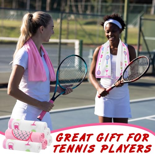 12 Pack Pink Tennis Cooling Towels for Neck and Face 30x9 Inch Tennis Sports Team Gifts Instant Cooling Neck Wraps Ice Towels Bulk for Hot Weather Players Coaches Athletes Camping Yoga
