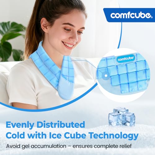 Neck Ice Pack Wrap for Cervical Pain and Cooling, 2 Hours Long Lasting Cold Ice Pack for Neck Injuries, Flexible Cold Pack for Hot Weather, Hot Flashes, Surgery, Office Pressure