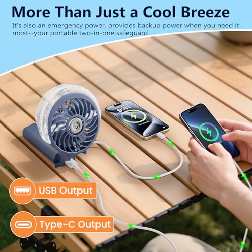 HandFan 5200mAh Upgraded Handheld Misting Fan, Portable Mister Fan Rechargeable, Spray Water Mist Fans, Electric Hand Cooling Ice Fans for Summer Beach Travel Concerts, Gifts for Women(Royal Blue)