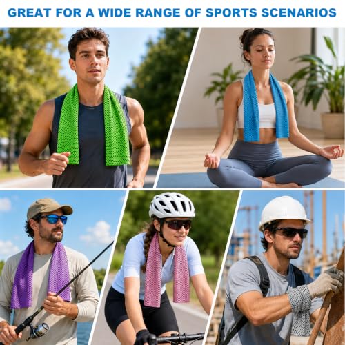 Breathable 6 Pack Cooling Towels for Neck and Face Lightweight Ice Cooling Rags Breathable Microfiber Towels Portable Gym Towels for Yoga Running Camping & Outdoor Sports 39.4" x 11.8"