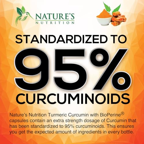 Turmeric Curcumin Supplement - 1950mg Organic Turmeric - 95% Curcuminoids & BioPerine Black Pepper Extract for Best Absorption - Natural Vegan Joint & Immune Support, Bottled in USA - 60 Capsules