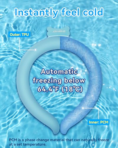 Neck Cooling Tube Wraps Ice Ring Neck Cooler Personal Ice Pack Wrap for Hot Weather Gel Reusable Wearable Gel Cooling for Summer Heat Hot Flashes Freezer Below 64.4℉