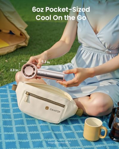 Gaiatop Small Handheld Personal Fan, Powerful High Speed Turbo Cooling | USB Rechargeable Mini Portable Fan for Travel, Outdoor Essentials, Summer Gifts for Women Girls, Pink