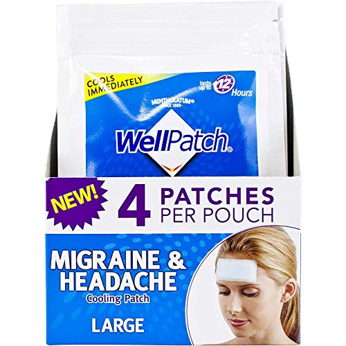 WellPatch Cooling Headache Pads, Migraine, 4 Large Patches- 4.3 x 2 Inch (Pack of 6)