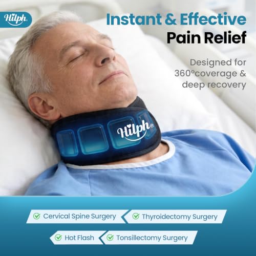 Hilph Neck Ice Pack Wrap, 45-Min Cold Therapy Ice Collar for Tonsillectomy | Long-lasting Ice Grid Gel, Reusable Flexible Ice Pack for Neck Throat Cervical Thyroid Pain, Surgery Recovery, Swelling