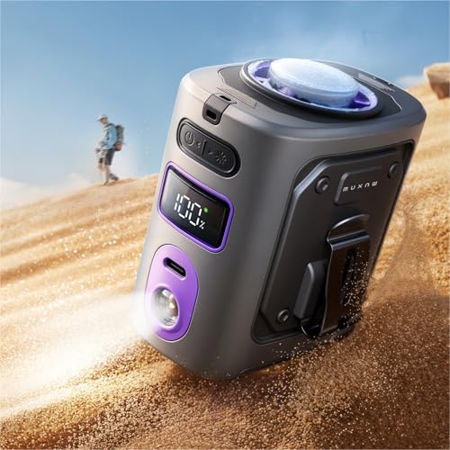 MUXNW Clip-On Waist Fan with Ice Cooling Plate, 14000RPM, 8000mAh | 5 Speeds, 8-42H Runtime, Belt Clip, Under-Shirt Airflow, Semiconductor Contact Cooling for Outdoor Work