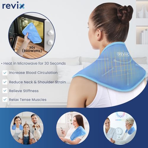 REVIX Neck Ice Pack Wrap – Reusable Hot Cold Gel Pack for Neck and Shoulder | Large Flexible Design with Soft Plush Lining, Cervical Gel Ice Wrap Ideal for Post-Workout Recovery, Fatigue & Relaxation