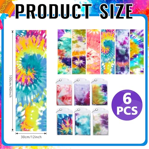 Peryiter 6 Pack Cooling Towels for Neck and Face 40 x 12 Inch Cooling Rag Ice Sweat Towels for Biking Hiking Running Yoga Golf Sport Gym Workout Gardening(Tie Dye Style)