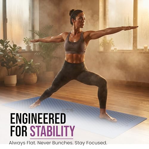 Hot Yoga Mat Towel – Non-Slip Grip for Hot Yoga, Sweat Absorbent, Honeycomb Silicone Grip, Stays Flat – Ideal for Pilates, Travel, Washable & Lightweight - Dark Blue