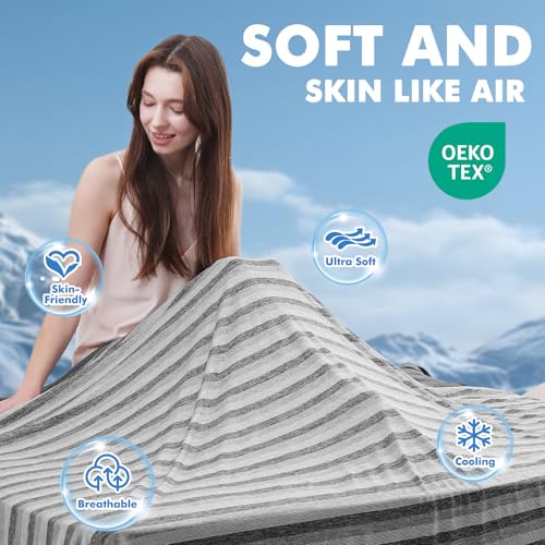 Marchpower Arc-Chill Cooling Blanket for Hot Sleepers Twin Size, Double Sided Cooling Fabric Q-Max>0.5, Cooling Blanekt for Hot Flashes and Night Sweats, Cool Blanekt Cold Blanket for Summer Grey