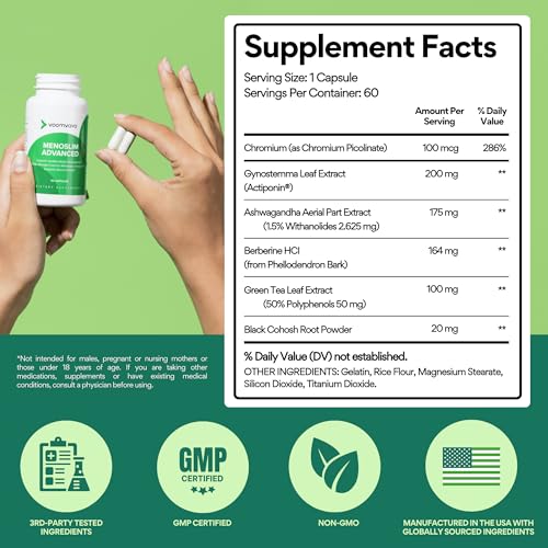 VoomVaya Menopause Weight Loss for Women – Perimenopause & Menopause Supplements for Women – Supports Healthy Metabolism & Overall Wellness MenoSlim Advanced 60 Capsules