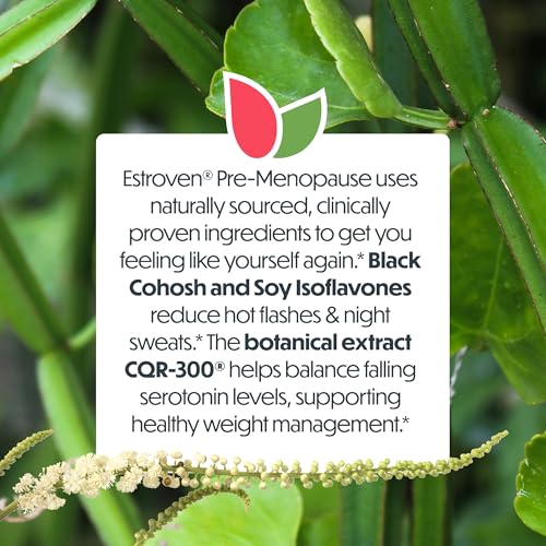 Estroven Perimenopause & Pre-Menopause Supplement for Women, 30 Count | Hormone-free Perimenopause Support for Hot Flash & Night Sweats, Weight management*, Drug-free, Black Cohosh, Cissus, 1 Daily