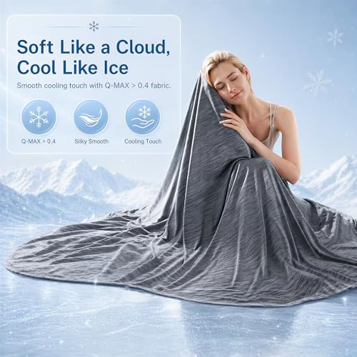 Cooling Blanket for Hot Sleepers, Summer Blanket Keep Cool for Night Sweats | Queen Size 90"x90" Breathable Soft Thin Cold Blankets for Bed Couch Sofa, (Dark Gray)