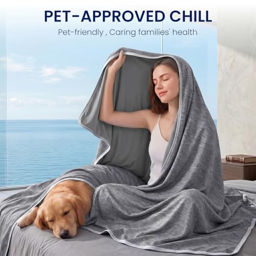 Cooling Blanket Queen Size 90"x90" for Hot Sleepers Summer Blanket | Absorbs Heat Cold Summer Blanket for Night Sweats & Menopause Q-Max>0.5 Lightweight Breathable Soft Double-Side Cooling