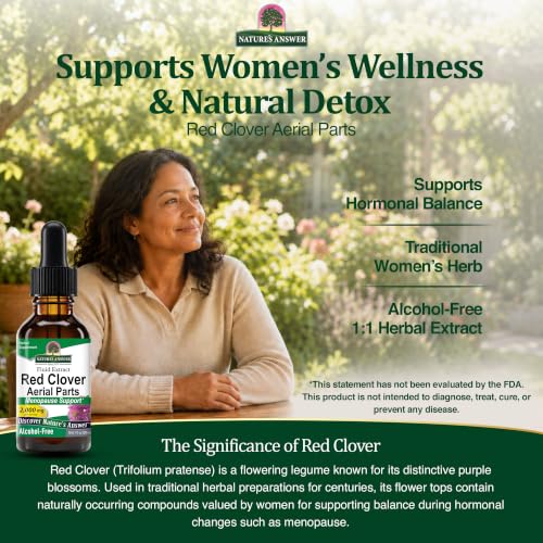 Nature's Answer Red Clover | Provides Menopause Support | Alcohol-Free, Gluten-Free, Kosher Certified & No Preservatives 1oz