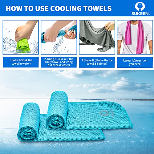 Sukeen 4 Pack Cooling Towels (40"x12") for Neck and Face Instant Cooling | Stay Cool in Hot Weather,Versatility,Soft,Breathable,Durability for Sports,Outdoor activities,Summer works in heat